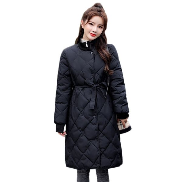 long cotton coat women winter korean fashion black beige stand collar slim thick warmth jacket with belt feminina lr871 210531
long cotton coat women winter korean fashion black beige stand collar slim thick warmth jacket with belt feminina lr871 210531