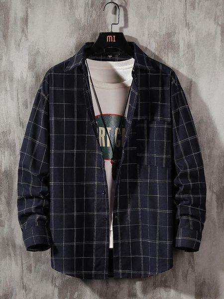 men's casual shirts 2021 plaid shirt long sleeve fashion handsome spring and autumn work coat, White;black
men's casual shirts 2021 plaid shirt long sleeve fashion handsome spring and autumn work coat, White;black