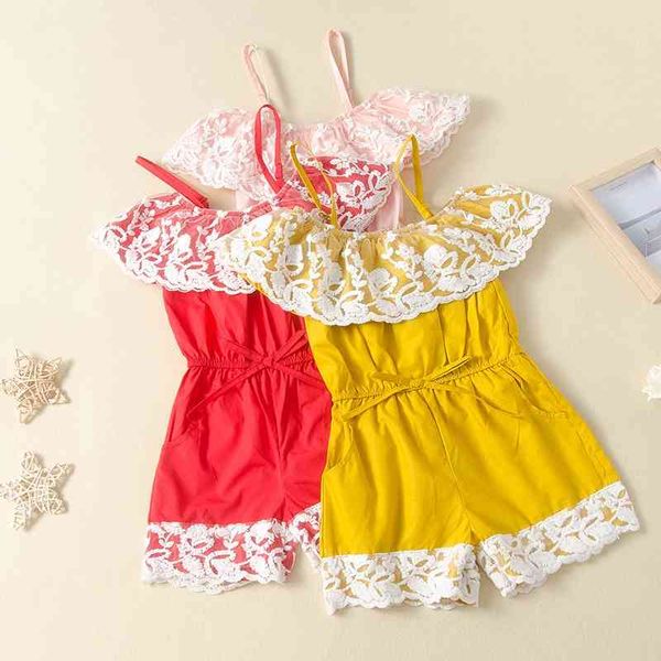 girls' lace suspender one-piece dress with one shoulder nubao summer jumpsuit, White
girls' lace suspender one-piece dress with one shoulder nubao summer jumpsuit, White