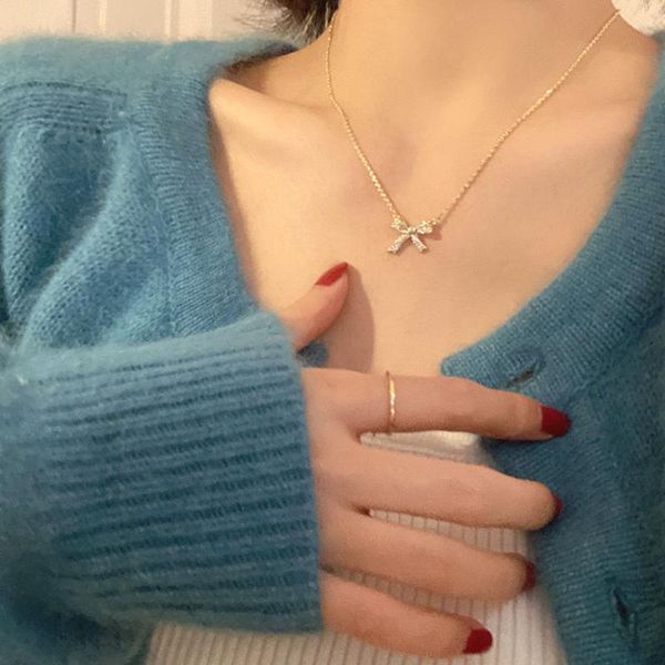 pendant necklaces ins trendy necklace bow tender women korean style simple design temperament clavicle chain fashion accessories, Silver
pendant necklaces ins trendy necklace bow tender women korean style simple design temperament clavicle chain fashion accessories, Silver