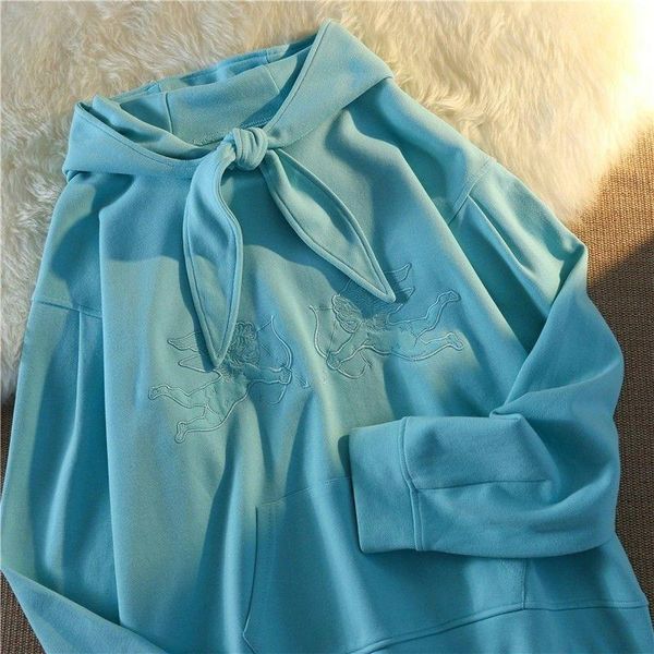women's hoodies & sweatshirts embroidered hooded bow tie sweatshirt spring autumn korean preppy style loose long-sleeved clothes trend, Black
women's hoodies & sweatshirts embroidered hooded bow tie sweatshirt spring autumn korean preppy style loose long-sleeved clothes trend, Black