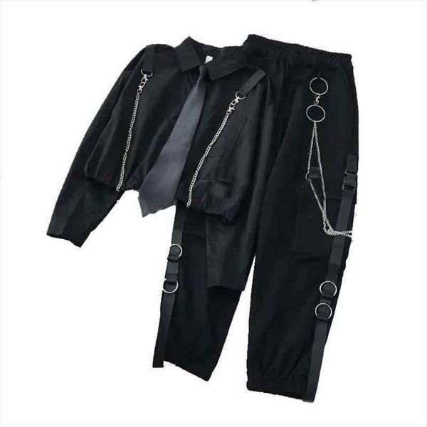 autumn student loose tie shirt women pants high waist belt cargo harajuku streetwear two piece suit set, Black;white
autumn student loose tie shirt women pants high waist belt cargo harajuku streetwear two piece suit set, Black;white