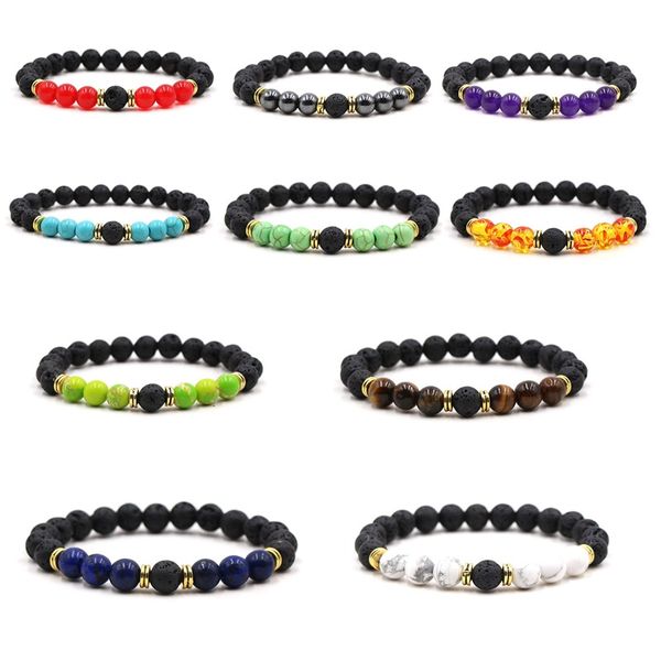 8mm seven chakra buddha black stone beads bracelet women men bangle volcanic beaded hand strings, Golden;silver
8mm seven chakra buddha black stone beads bracelet women men bangle volcanic beaded hand strings, Golden;silver