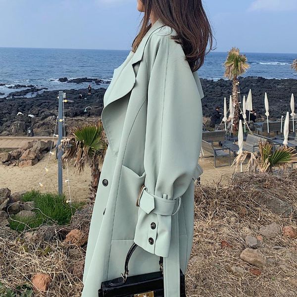 women's trench coats matcha green lace-up windbreaker mid-length moda mujer 2021 spring autumn over-the-knee korean coat for women, Tan;black
women's trench coats matcha green lace-up windbreaker mid-length moda mujer 2021 spring autumn over-the-knee korean coat for women, Tan;black