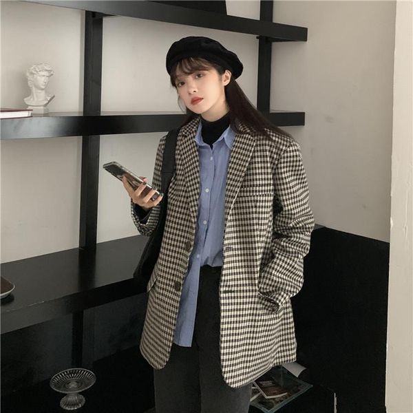 women's suits & blazers 2021 korean style women winter blazer padded jacket with cotton plaid womens jackets, White;black
women's suits & blazers 2021 korean style women winter blazer padded jacket with cotton plaid womens jackets, White;black