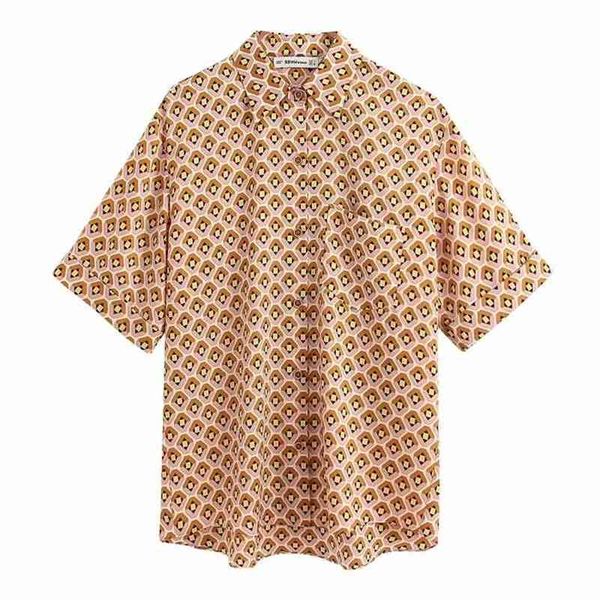women fashion geometric print pocket blouses vintage lapel collar short sleeve shirts casual girls chic 210531, White
women fashion geometric print pocket blouses vintage lapel collar short sleeve shirts casual girls chic 210531, White