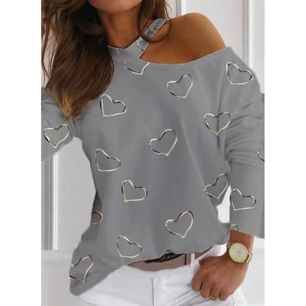 print heart one shoulder long sleeve casual blouses for women breathable round neck cotton t-shirt solid color j55, White
print heart one shoulder long sleeve casual blouses for women breathable round neck cotton t-shirt solid color j55, White