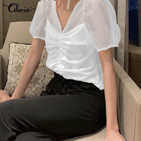 women's blouses & shirts celmia womens mesh see-through summer fashion v neck white solid blusas short puff sleeve pleated party
women's blouses & shirts celmia womens mesh see-through summer fashion v neck white solid blusas short puff sleeve pleated party