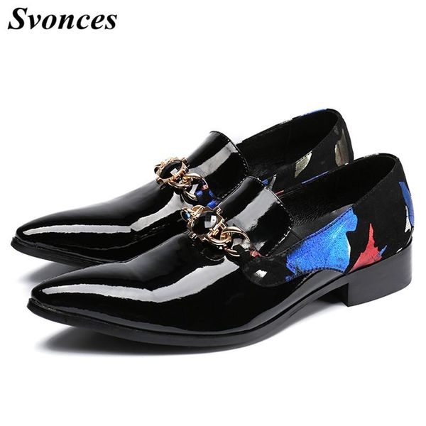 dress shoes svonces black patent leather men chains decor genuine slip on wedding formal business
dress shoes svonces black patent leather men chains decor genuine slip on wedding formal business
