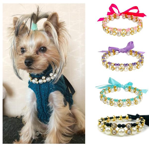 dog collars & leashes noble beautiful alloy pet cat id tag anti-lost ribbon pearl necklace collar accessories for small -large dogs20e
dog collars & leashes noble beautiful alloy pet cat id tag anti-lost ribbon pearl necklace collar accessories for small -large dogs20e
