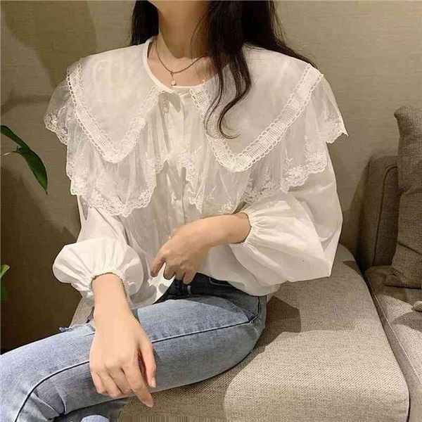 women blouse fan col claudine long sleeve lace collar shirt blusas ropa de mujer, White
women blouse fan col claudine long sleeve lace collar shirt blusas ropa de mujer, White
