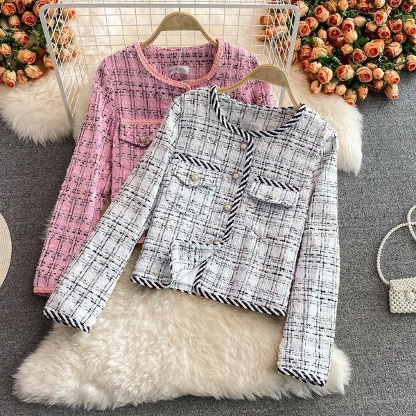 women's jackets runway french women tweed jacket coat 2021 autumn winter vintage plaid woolen short coats female loose casual outerwear, Black;brown
women's jackets runway french women tweed jacket coat 2021 autumn winter vintage plaid woolen short coats female loose casual outerwear, Black;brown