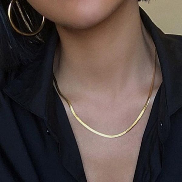 chains fashion women stainless steel snake chain necklace jewelry 14 k metal geometric choker anniversary gift, Silver
chains fashion women stainless steel snake chain necklace jewelry 14 k metal geometric choker anniversary gift, Silver