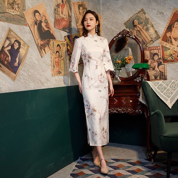 summer flower printed flared sleeves long cheongsam elegant traditional female ice silk chinese qipao size s-3xl, Red
summer flower printed flared sleeves long cheongsam elegant traditional female ice silk chinese qipao size s-3xl, Red