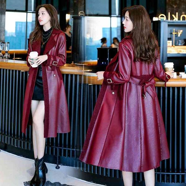 pu leather coat women's autumn and winter 2020 korean version slim fit fur integrated temperament medium long windbreaker british style, Black
pu leather coat women's autumn and winter 2020 korean version slim fit fur integrated temperament medium long windbreaker british style, Black