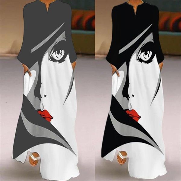fashion long sleeve print womens dress white black grey a line casual dresses, Black;gray
fashion long sleeve print womens dress white black grey a line casual dresses, Black;gray