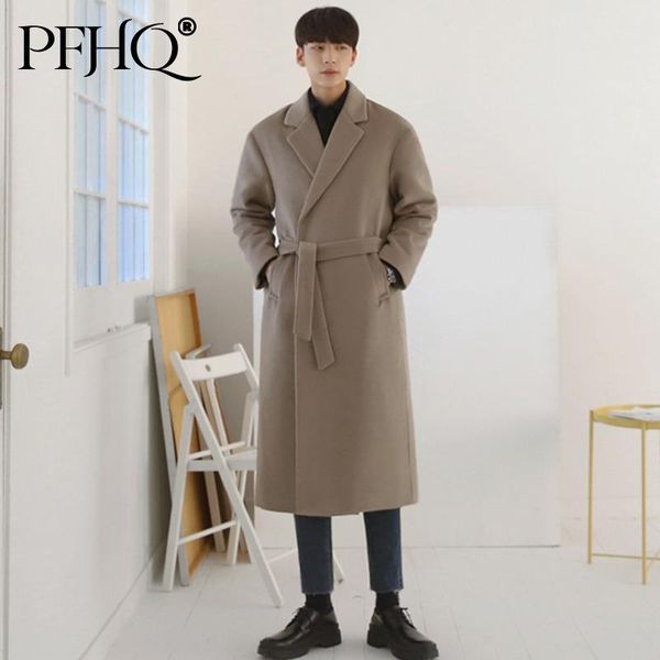 men's wool & blends pfhq korean fashion woolen coat men medium long trendy thickened handsome clothes with belt autumn winter 21d5148, Black
men's wool & blends pfhq korean fashion woolen coat men medium long trendy thickened handsome clothes with belt autumn winter 21d5148, Black
