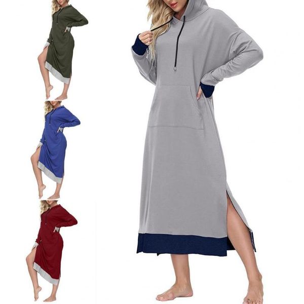casual dresses women hooded dress drawstring contrast color patchwork autumn large pocket side split for daily wear, Black;gray
casual dresses women hooded dress drawstring contrast color patchwork autumn large pocket side split for daily wear, Black;gray