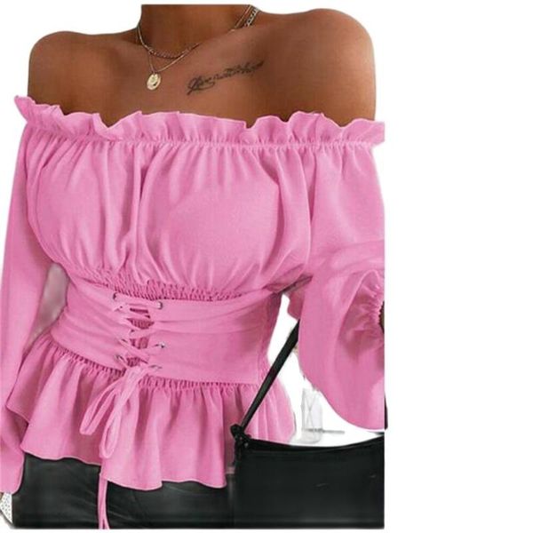 women's blouses & shirts 2021 summer fashion sweet lovely oversize blouse women slash neck dew shoulder falbala bandage solid long slee, White
women's blouses & shirts 2021 summer fashion sweet lovely oversize blouse women slash neck dew shoulder falbala bandage solid long slee, White