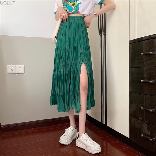 women's shorts split chiffon skirt summer 2021 korean high waist slim a-line mid length fashion, White;black
women's shorts split chiffon skirt summer 2021 korean high waist slim a-line mid length fashion, White;black