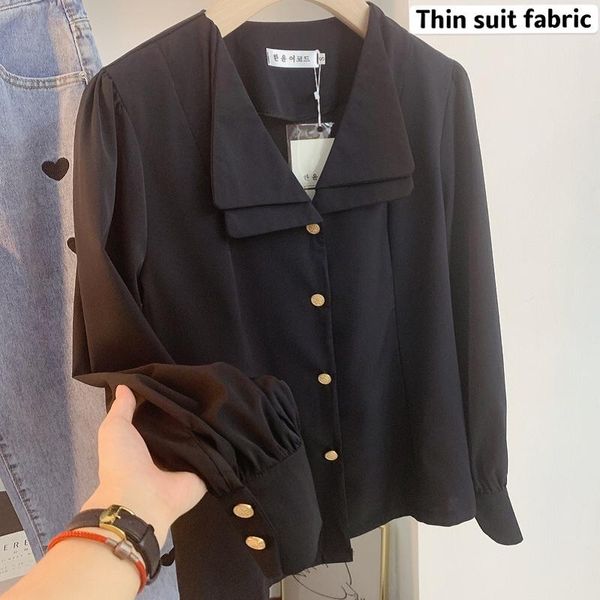 women's blouses & shirts double collar shirt female long-sleeved spring and autumn retro black foreign trade original single office cas, White
women's blouses & shirts double collar shirt female long-sleeved spring and autumn retro black foreign trade original single office cas, White