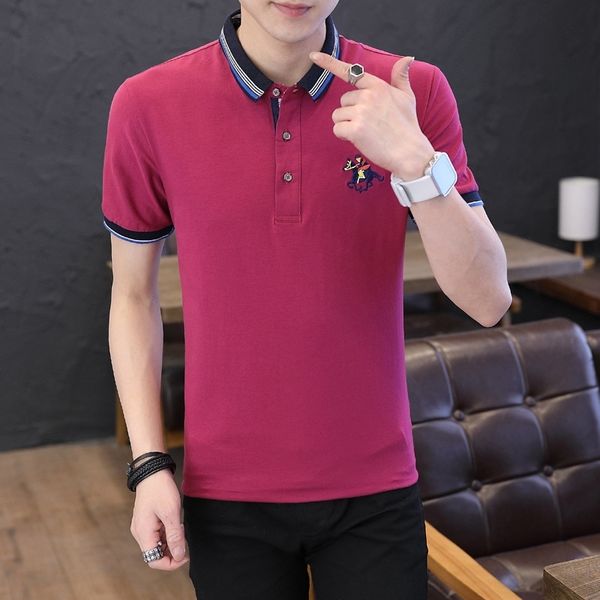 summer new korean printed short sleeve cotton solid polo men's fashion slim lapel poio shirt, White;black
summer new korean printed short sleeve cotton solid polo men's fashion slim lapel poio shirt, White;black