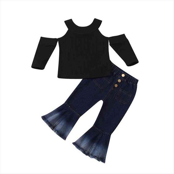 autumn fashion kids girls clothes sets 2 8y off shoulder long sleeve knit sweater denim flare pants, White
autumn fashion kids girls clothes sets 2 8y off shoulder long sleeve knit sweater denim flare pants, White