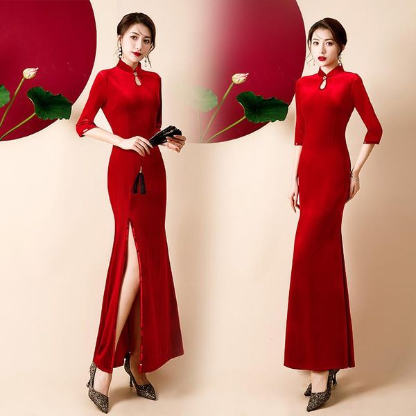 ethnic clothing lady slim cheongsam high split velvet chinese novelty qipao vintage button dresses gown classic party prom velour vesti, Red
ethnic clothing lady slim cheongsam high split velvet chinese novelty qipao vintage button dresses gown classic party prom velour vesti, Red