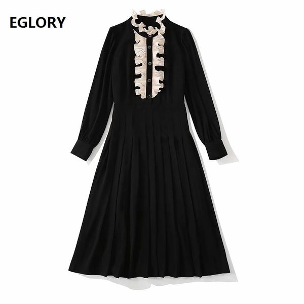 dresses new arrival spring summer clothing women ruffle deco long sleeve large swing black runway ladies vestidos mujer, Black;gray
dresses new arrival spring summer clothing women ruffle deco long sleeve large swing black runway ladies vestidos mujer, Black;gray