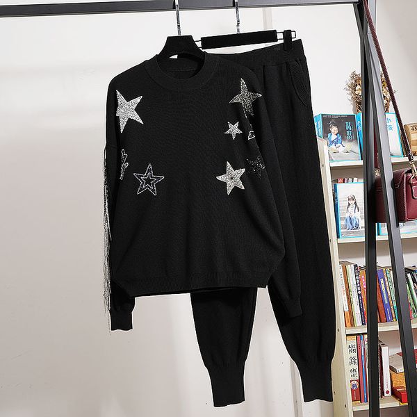pant autumn black knitted outfits women tracksuit 2pc chain tassel pullover sweater pencil pants two piece set female loose knit suit, White
pant autumn black knitted outfits women tracksuit 2pc chain tassel pullover sweater pencil pants two piece set female loose knit suit, White
