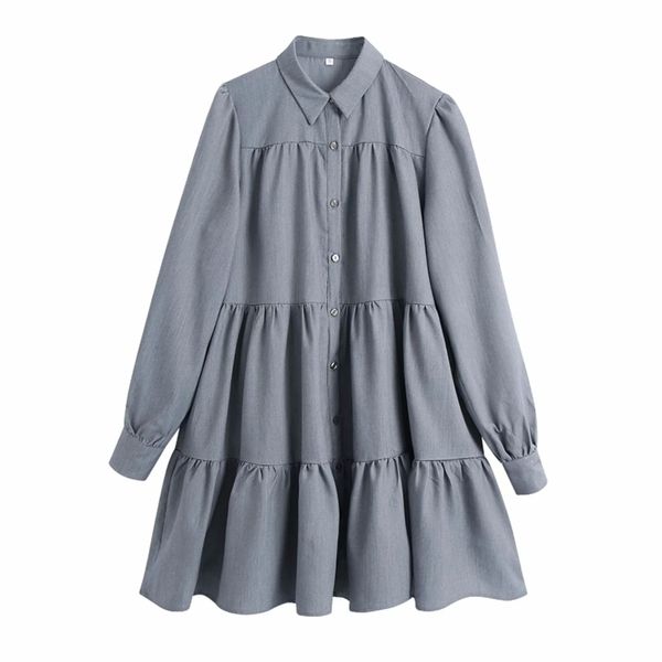 spring women tiered ruffle mini shirt dress female long sleeve clothes casual lady loose vestido d7062 210430, Black;gray
spring women tiered ruffle mini shirt dress female long sleeve clothes casual lady loose vestido d7062 210430, Black;gray