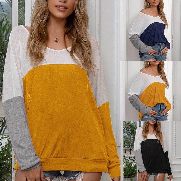 new spring ladies casual loose contrast color stitching fashion long-sleeved t-shirt, White
new spring ladies casual loose contrast color stitching fashion long-sleeved t-shirt, White