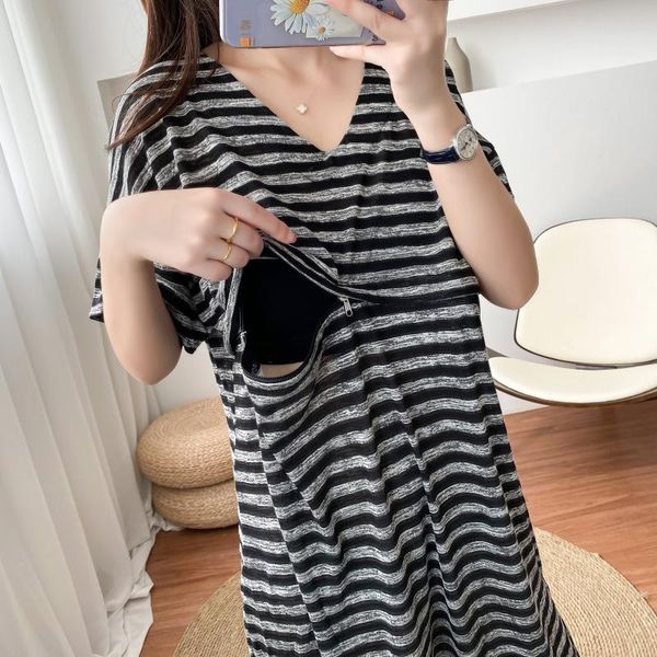 maternity dresses pregnancy clothing summer v neck striped nursing clothes t-shirts for pregnant women fashion breast-feeding dress, White
maternity dresses pregnancy clothing summer v neck striped nursing clothes t-shirts for pregnant women fashion breast-feeding dress, White