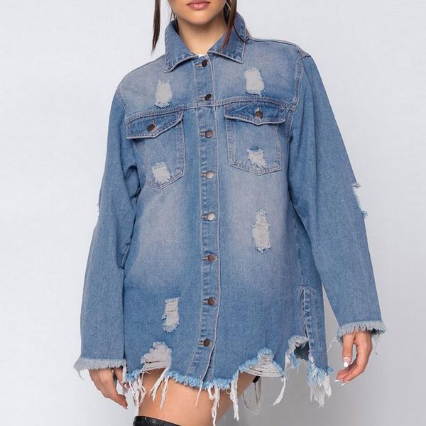 women's jackets tassel hole denim jacket women vintage button down distressed jean with pocket single-breasted coat, Black;brown
women's jackets tassel hole denim jacket women vintage button down distressed jean with pocket single-breasted coat, Black;brown
