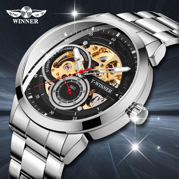 winner men gold skeleton mechanical watch chique stainless steel automatic sport business wristwatch relogio clock wristwatches, Slivery;brown
winner men gold skeleton mechanical watch chique stainless steel automatic sport business wristwatch relogio clock wristwatches, Slivery;brown