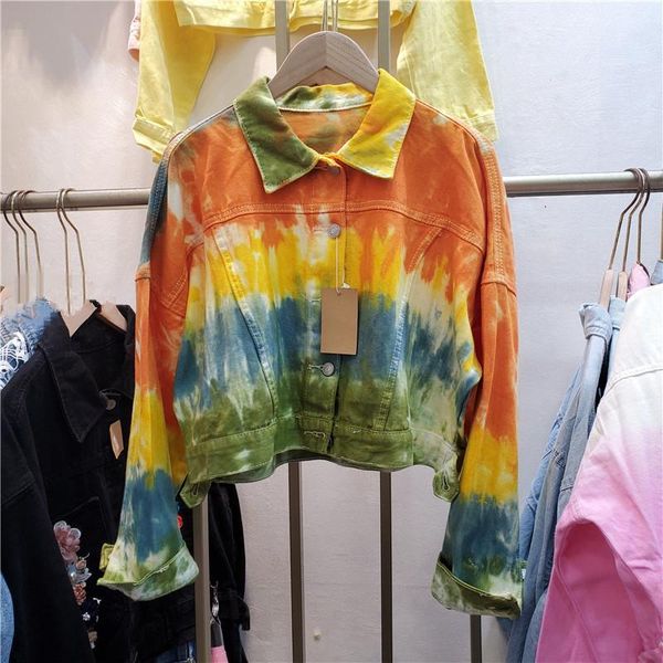women's jackets harajuku tie-dye women short denim jacket streetwear fashion lapel long sleeve jeans female autumn casual vetement femm, Black;brown
women's jackets harajuku tie-dye women short denim jacket streetwear fashion lapel long sleeve jeans female autumn casual vetement femm, Black;brown