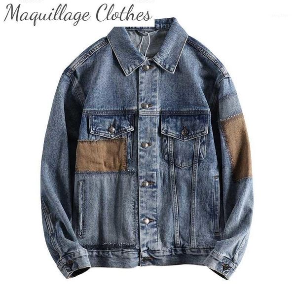 men fashion retro denim jackets pathwork design outwear coats for male streetwear washed size m-3xl men's, Black;brown
men fashion retro denim jackets pathwork design outwear coats for male streetwear washed size m-3xl men's, Black;brown