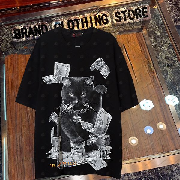 street trend persian cat yuan printing short-sleeved t shirt men's trendy brand hip-hop couple half-sleeved, White;black
street trend persian cat yuan printing short-sleeved t shirt men's trendy brand hip-hop couple half-sleeved, White;black
