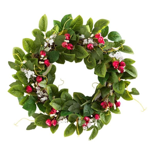 decorative flowers & wreaths 18'' rose flower wreath artificial leaf floral spring garland for front door decoration
decorative flowers & wreaths 18'' rose flower wreath artificial leaf floral spring garland for front door decoration