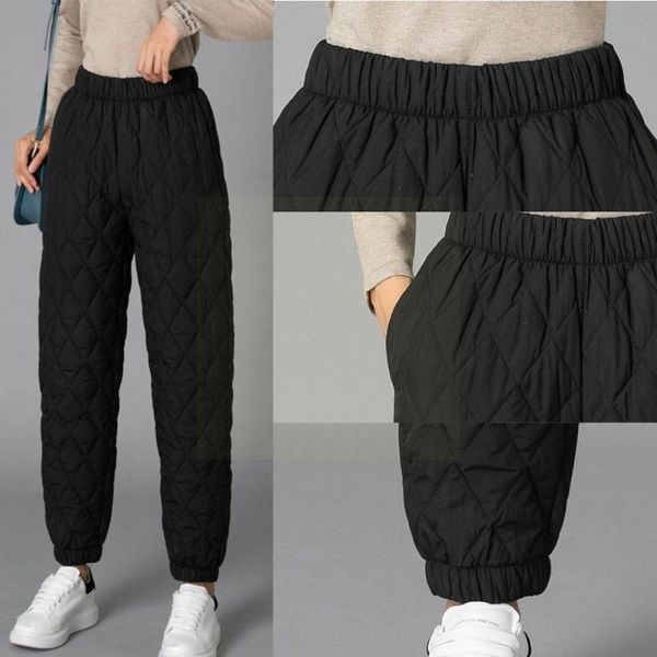 women's pants & capris women winter warm down cotton padded quilted elastic trousers casual waist w9s7, Black;white
women's pants & capris women winter warm down cotton padded quilted elastic trousers casual waist w9s7, Black;white