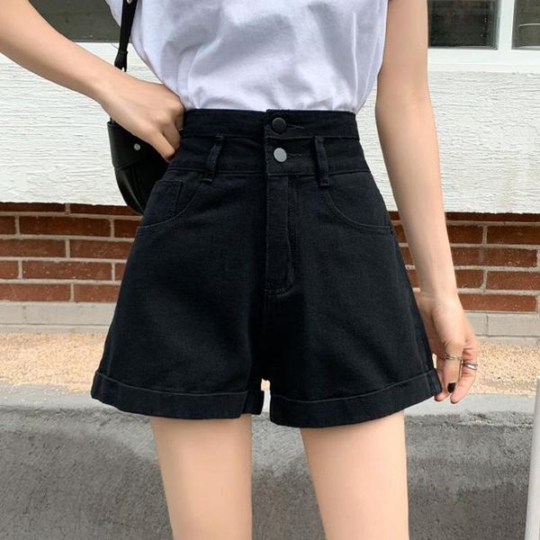 women's shorts black denim summer thin 2021 design high waist loose pants, White;black
women's shorts black denim summer thin 2021 design high waist loose pants, White;black
