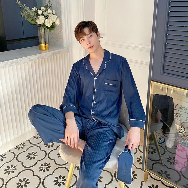 men's sleepwear elegant striped black pajamas sets men korea fashion satin ice silk noble long sleeve pyjamas, Black;brown
men's sleepwear elegant striped black pajamas sets men korea fashion satin ice silk noble long sleeve pyjamas, Black;brown