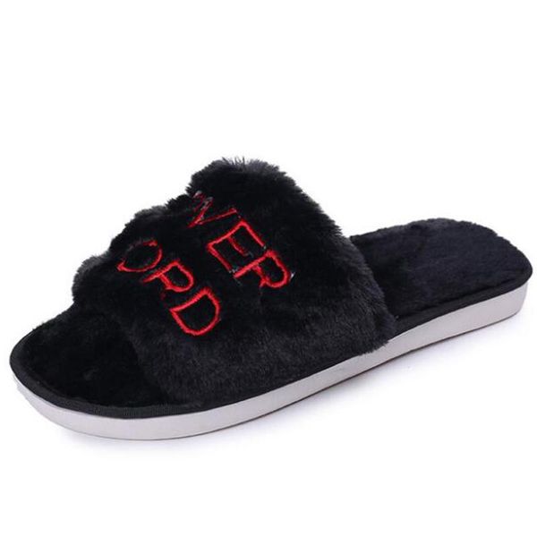 slippers fashion plush home women winter warm shoes letter embroidery flip flops woman simple flat furry cotton s585, Black
slippers fashion plush home women winter warm shoes letter embroidery flip flops woman simple flat furry cotton s585, Black