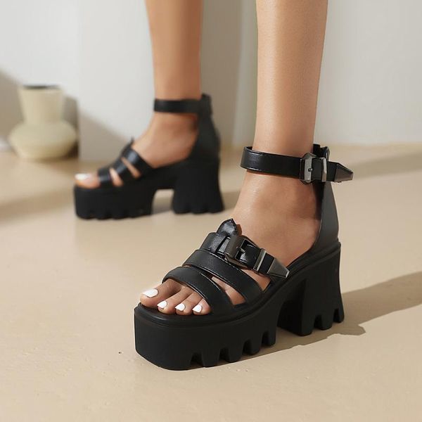 sandals fashion chunky heels platform women belt buckle thick bottom comfortable punk street style shoes, Black
sandals fashion chunky heels platform women belt buckle thick bottom comfortable punk street style shoes, Black