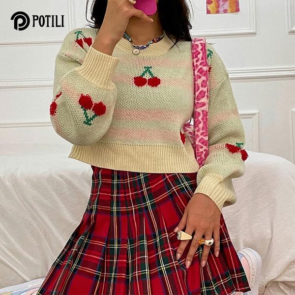 women's sweaters potili fruit embroidery short sweater cute autumn knitwear long sleeve o-neck pullover girl basic jumper lovely knitti, White;black
women's sweaters potili fruit embroidery short sweater cute autumn knitwear long sleeve o-neck pullover girl basic jumper lovely knitti, White;black