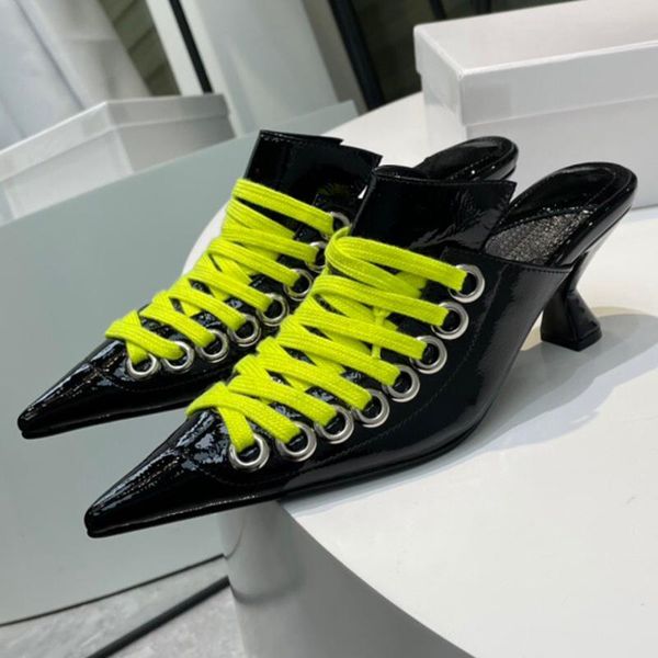 slippers summer cup high heel women metal chain cross-tied sandals brand designer pointed toe leisure vacation pumps, Black
slippers summer cup high heel women metal chain cross-tied sandals brand designer pointed toe leisure vacation pumps, Black