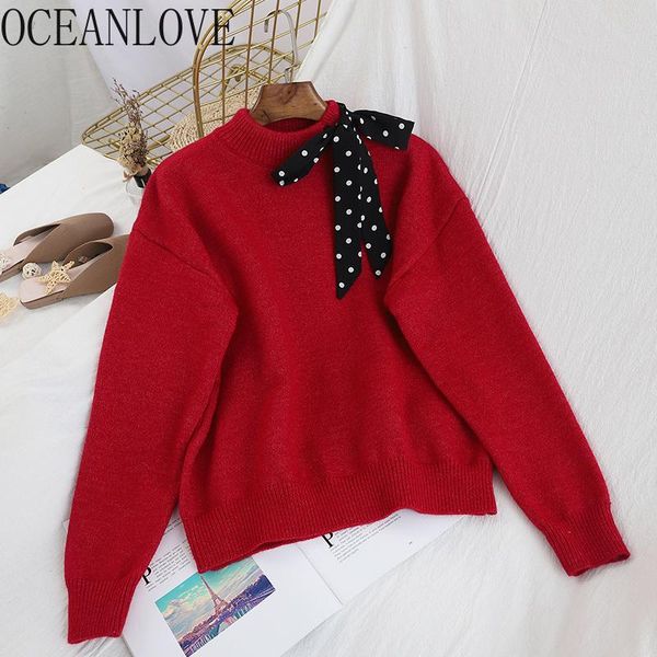 women's sweaters oceanlove korean dot bow pullovers 2021 winter patchwork sweet autumn lace up casual student pull femme loose 13501, White;black
women's sweaters oceanlove korean dot bow pullovers 2021 winter patchwork sweet autumn lace up casual student pull femme loose 13501, White;black