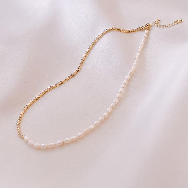 chokers minar elegant natural freshwater pearl necklaces for women bling rhinestones asymmetric chain necklace accessories, Golden;silver
chokers minar elegant natural freshwater pearl necklaces for women bling rhinestones asymmetric chain necklace accessories, Golden;silver