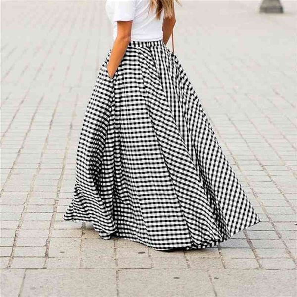 women summer vintage literary all match umbrella skirt high waist slim a word plaid long skirt casual big swing check, Black
women summer vintage literary all match umbrella skirt high waist slim a word plaid long skirt casual big swing check, Black
