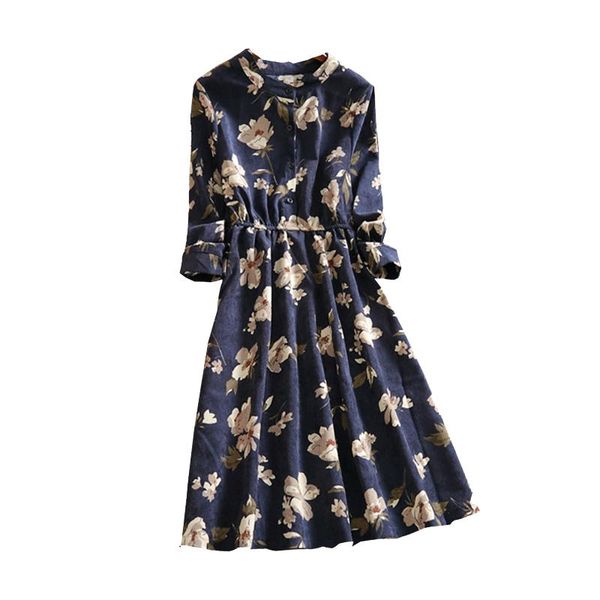 casual dresses spring autumn women dress elegant floral printed corduroy vestidos female long sleeve vintage sf630, Black;gray
casual dresses spring autumn women dress elegant floral printed corduroy vestidos female long sleeve vintage sf630, Black;gray